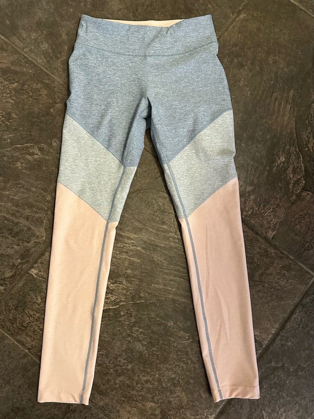 Outdoor Voices Colorblock Leggings in Blue and Light Pink